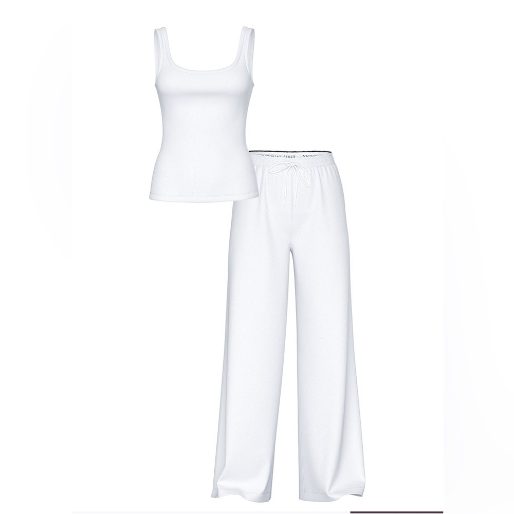 Victoria's Secret White Pajama Set Intimates Sleepwear NWT